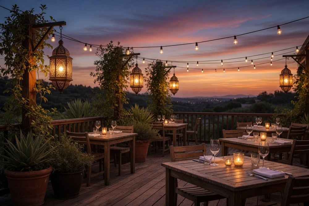 Terraza al atardecer
