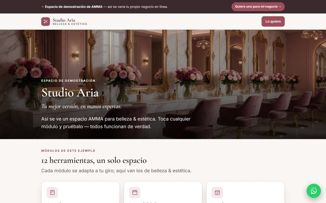 Ejemplo AMMA — Un salón / estética